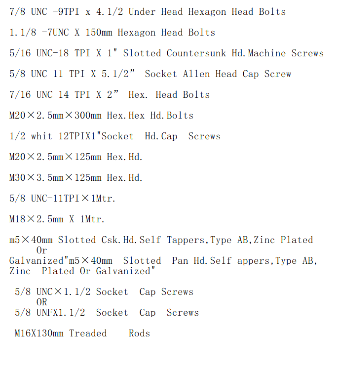 求购英制BS1768螺栓螺母